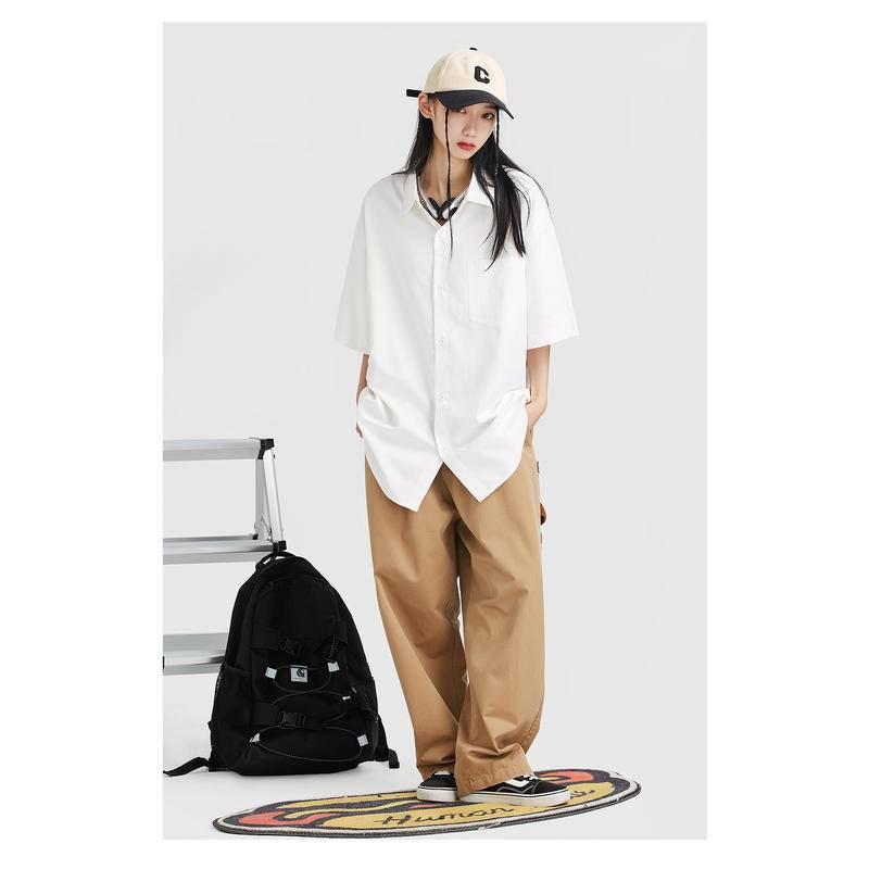 PARADISE 百搭基礎款 純色短袖襯衫-細節圖3