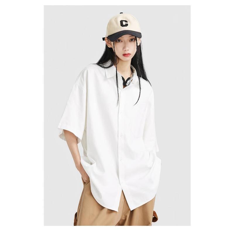 PARADISE 百搭基礎款 純色短袖襯衫-細節圖4