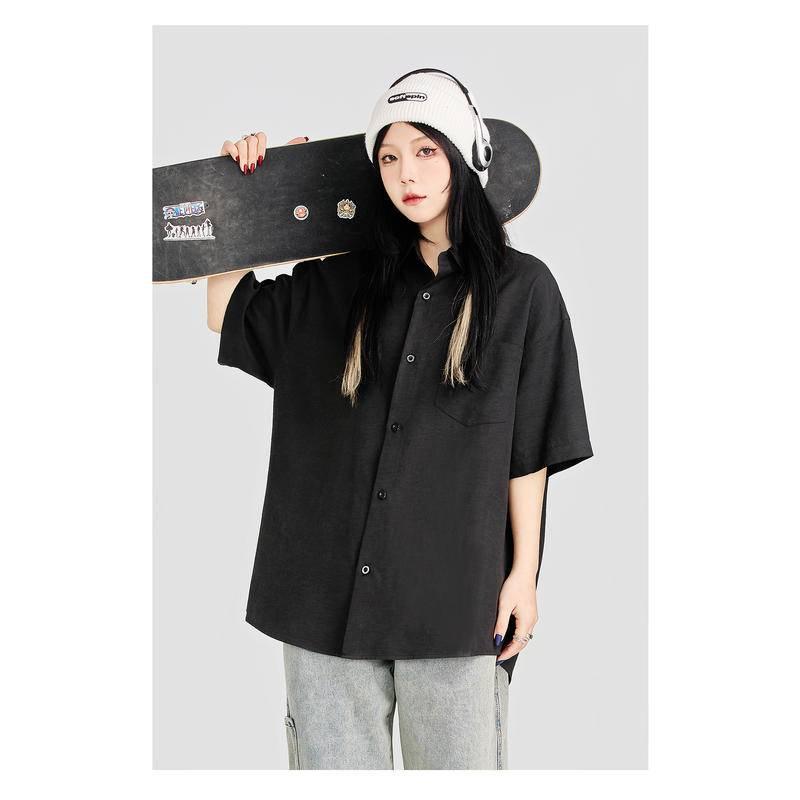 PARADISE 百搭基礎款 純色短袖襯衫-細節圖8