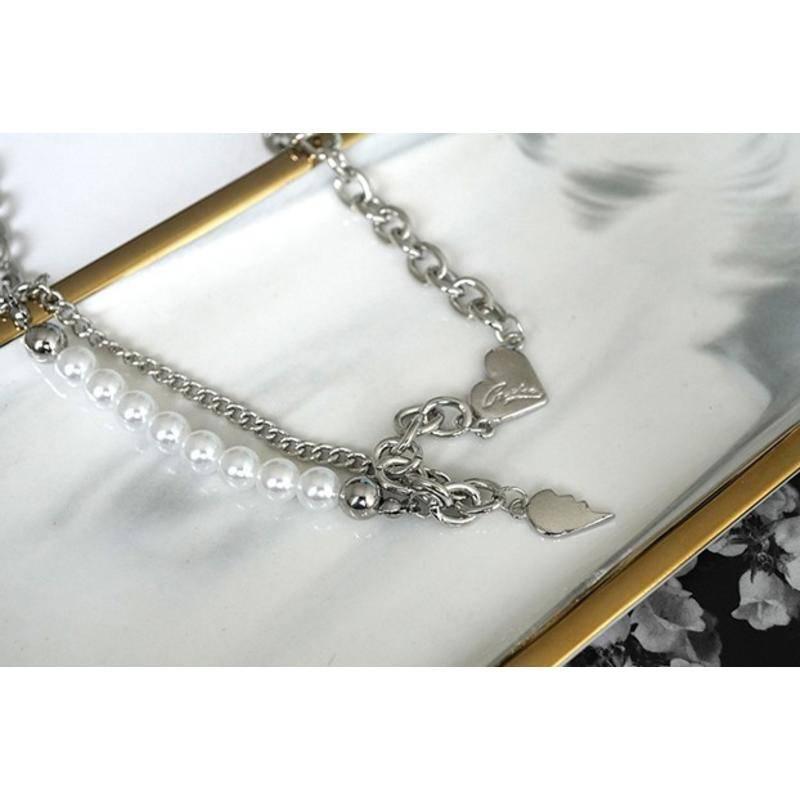 PARADISE 翅膀爱心 珍珠 粗款 拼接 項鍊 冷淡風 配飾 飾品 小眾-細節圖9