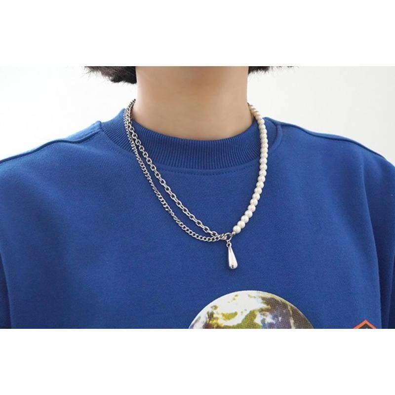 PARADISE 水滴掛墜 珍珠拼接項鍊 輕奢小眾 歐美配飾 高級感氣質百搭-細節圖3