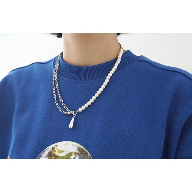 PARADISE 水滴掛墜 珍珠拼接項鍊 輕奢小眾 歐美配飾 高級感氣質百搭-細節圖4