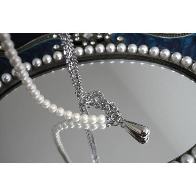 PARADISE 水滴掛墜 珍珠拼接項鍊 輕奢小眾 歐美配飾 高級感氣質百搭-細節圖7