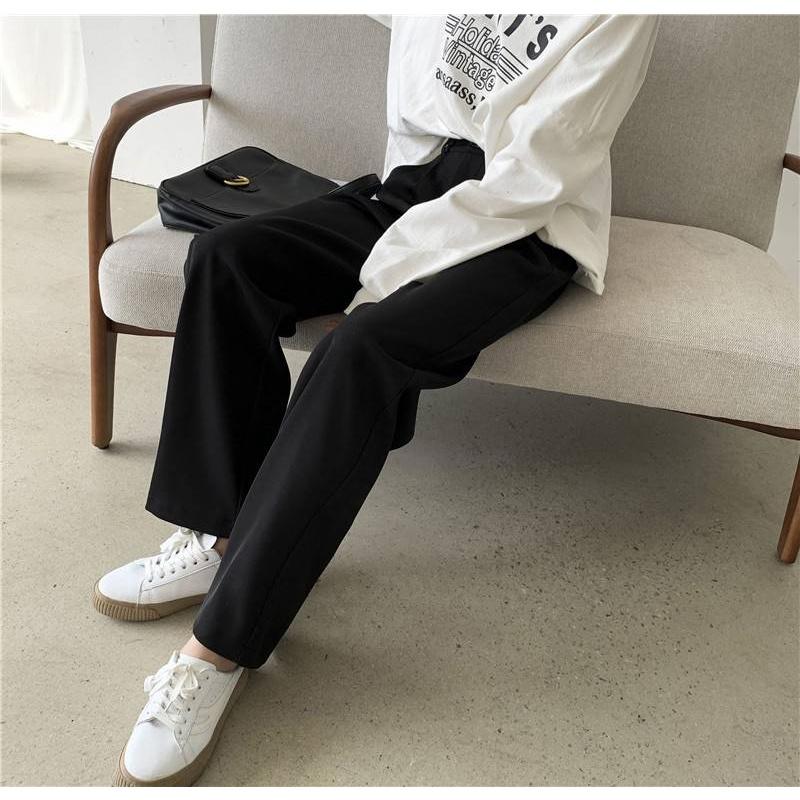 PARADISE 闊腿褲 直筒褲 抗皺 西裝面料 顯瘦 韓版-細節圖6