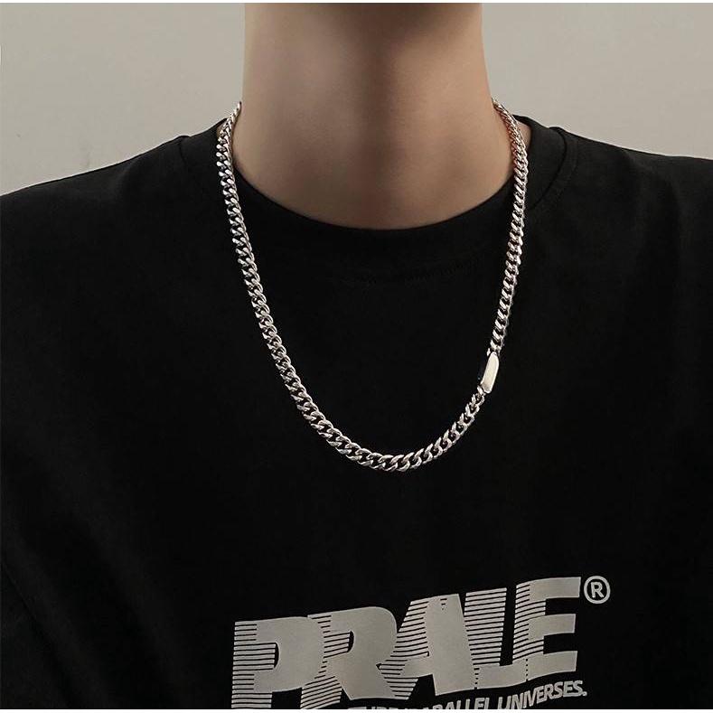 PARADISE 光面方牌 古巴鏈 項鍊 不過敏不掉色 鈦鋼 醫療鋼-細節圖4