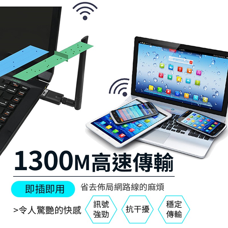 5.8G 雙頻無線網卡 1300M WiFi+藍牙5.0 二合一 無線上網 雙頻 桌機筆電可用-細節圖3