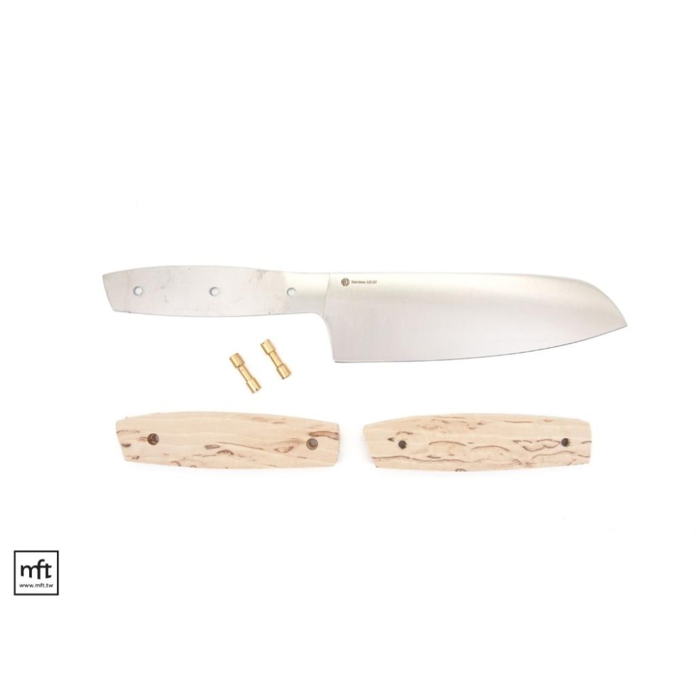 MFT 芬蘭 NKD Santoku Curly Birch Kit 日式三德刀胚套件 12C27不鏽鋼-細節圖3