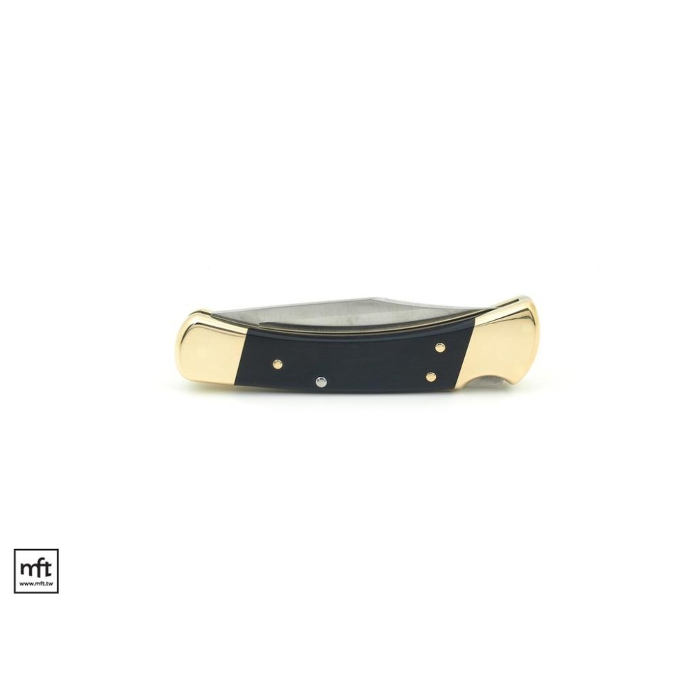 MFT 美國 Buck 110 Folding Hunter Ebony烏木柄 經典折刀 皮刀套款-細節圖2