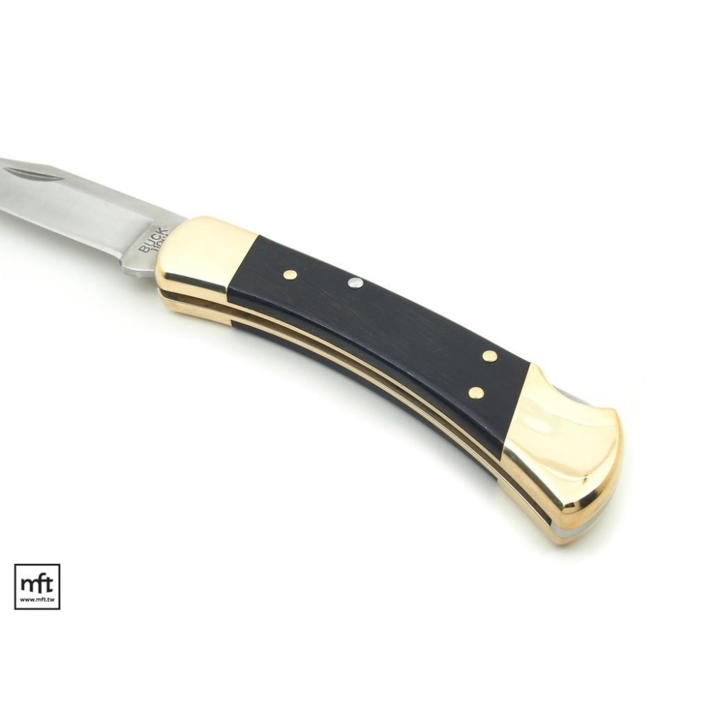 MFT 美國 Buck 110 Folding Hunter Ebony烏木柄 經典折刀 皮刀套款-細節圖5