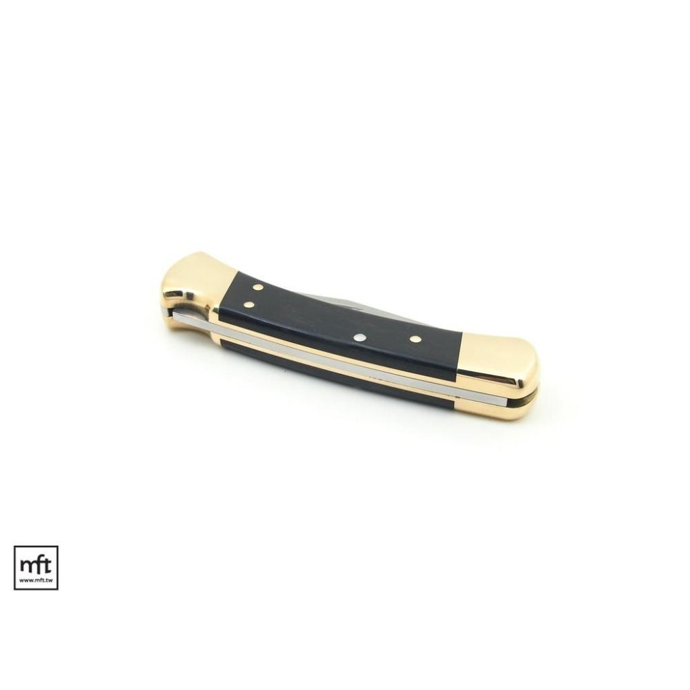 MFT 美國 Buck 110 Folding Hunter Ebony烏木柄 經典折刀 皮刀套款-細節圖6