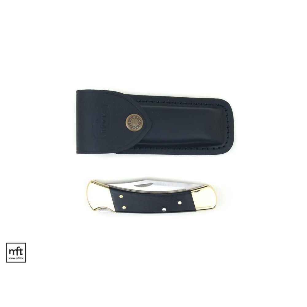 MFT 美國 Buck 110 Folding Hunter Ebony烏木柄 經典折刀 皮刀套款-細節圖7