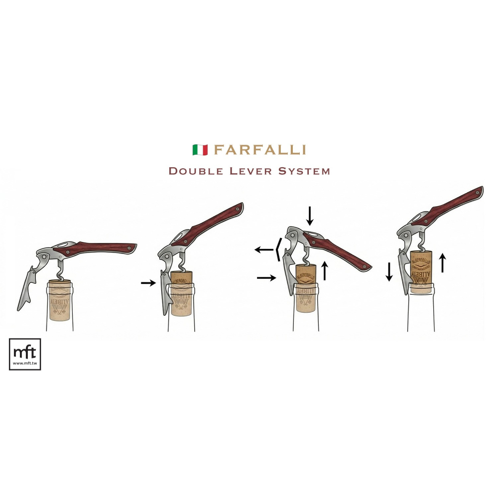 MFT 義大利 Farfalli Prestige Corkscrew 雙槓桿 紅酒開瓶器 侍酒師開瓶器-細節圖2