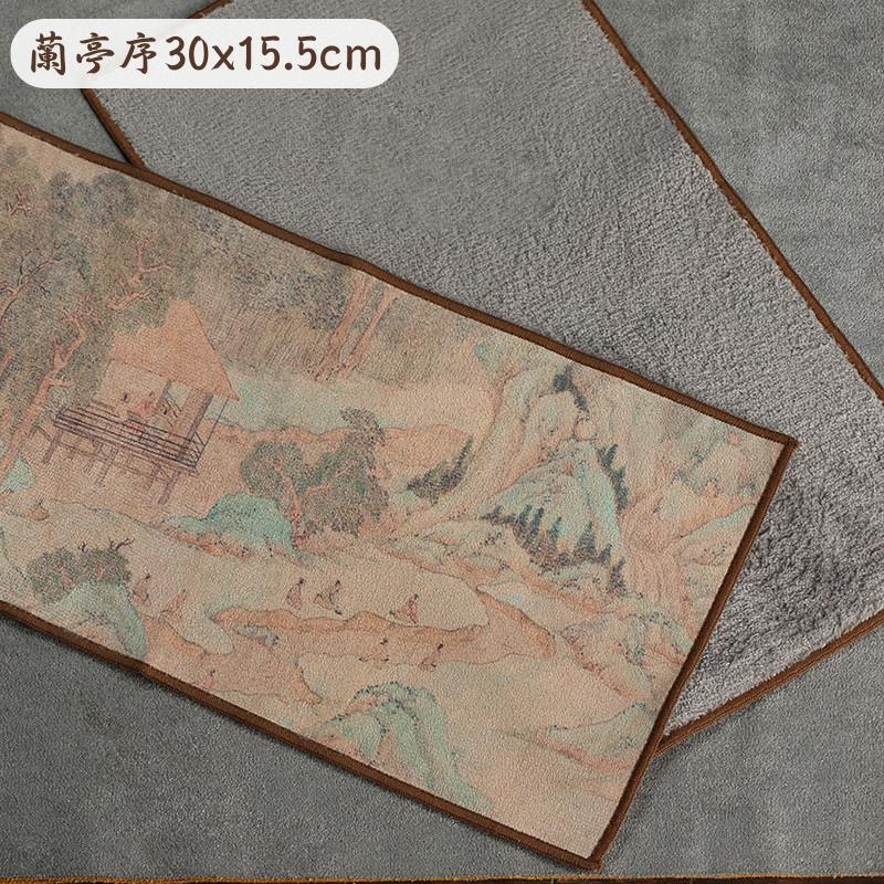 【呵呵茶】古畫絨布茶巾 茶席 茶巾 茶具 刺繡 潔方 吸水 繡花 茶壺墊 茶布 席巾 擦拭巾 泡茶器 茶道 茶道用具-細節圖5