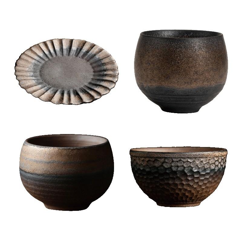 【呵呵茶】日式粗陶茶杯 鎏金 茶具 品茗杯 柴燒杯 泡茶杯 茶杯 鎏金杯 手工茶具 粗陶 高溫燒 泡茶用具 茶杯 茶道-細節圖2