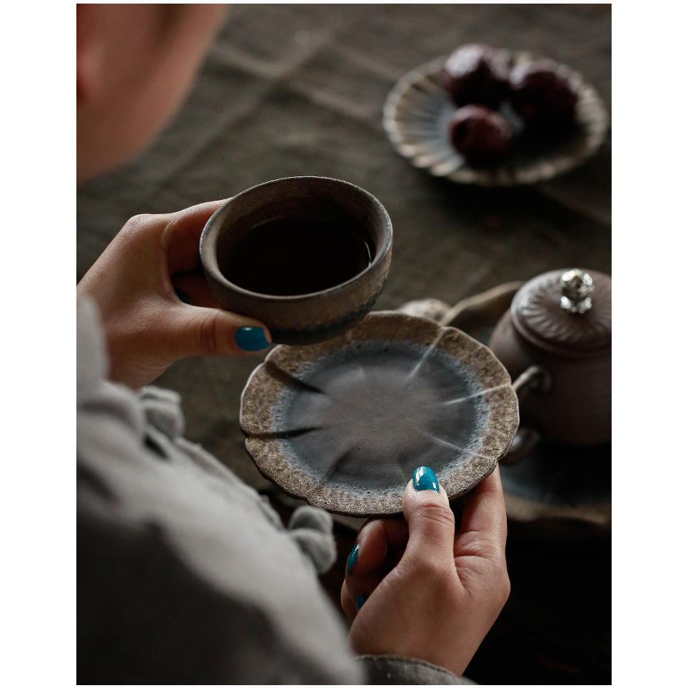 【呵呵茶】日式粗陶茶杯 鎏金 茶具 品茗杯 柴燒杯 泡茶杯 茶杯 鎏金杯 手工茶具 粗陶 高溫燒 泡茶用具 茶杯 茶道-細節圖9