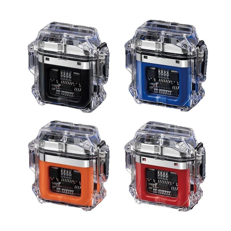 【呵呵茶】 電子打火機 透明打火機 雙電弧打火機 防風打火機 電量顯示 防塵防水 充電式打火機 防水打火機 脈衝打火機-細節圖2