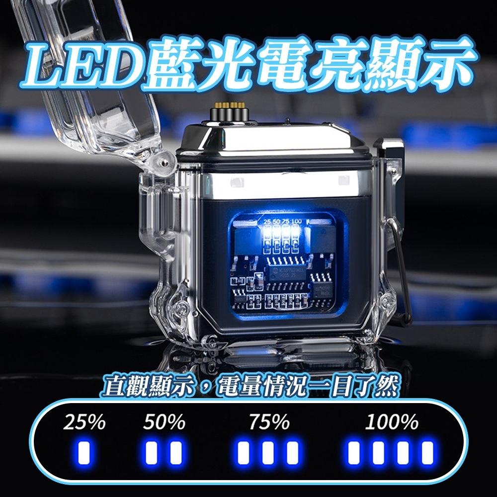 【呵呵茶】 電子打火機 透明打火機 雙電弧打火機 防風打火機 電量顯示 防塵防水 充電式打火機 防水打火機 脈衝打火機-細節圖4
