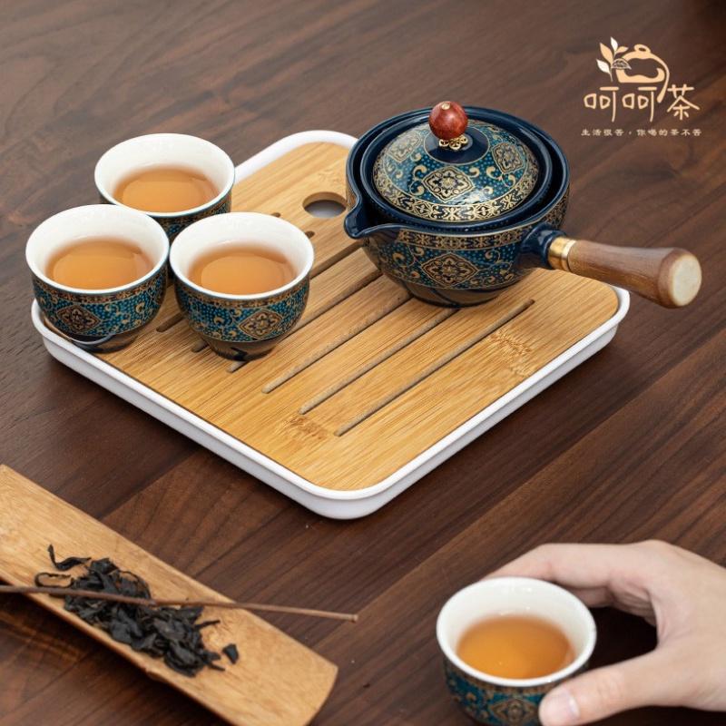 【呵呵茶】免運📣內有影片 台灣現貨  旅行茶具 泡茶壺  茶具組 泡茶組 旅行茶具 自動茶具 功夫茶具 茶具 日式茶具-細節圖3