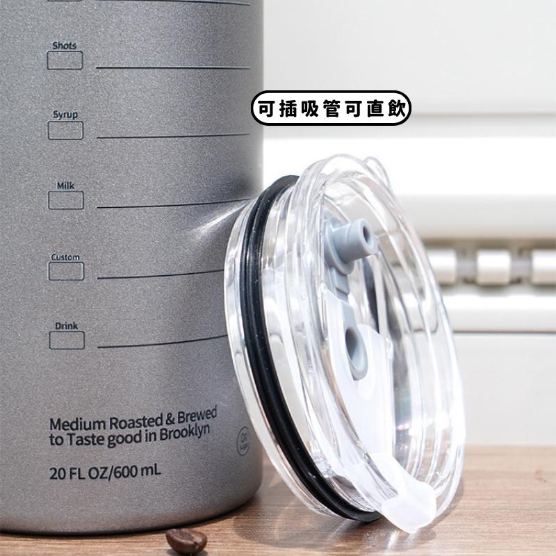 【呵呵茶】台灣現貨 送吸管 美式咖啡杯 雙層不銹鋼 保冷保溫杯 600ml 保溫杯 咖啡杯 不銹鋼杯 復古工業風 露營杯-細節圖6