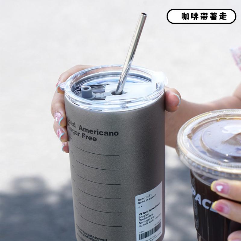 【呵呵茶】台灣現貨 送吸管 美式咖啡杯 雙層不銹鋼 保冷保溫杯 600ml 保溫杯 咖啡杯 不銹鋼杯 復古工業風 露營杯-細節圖7