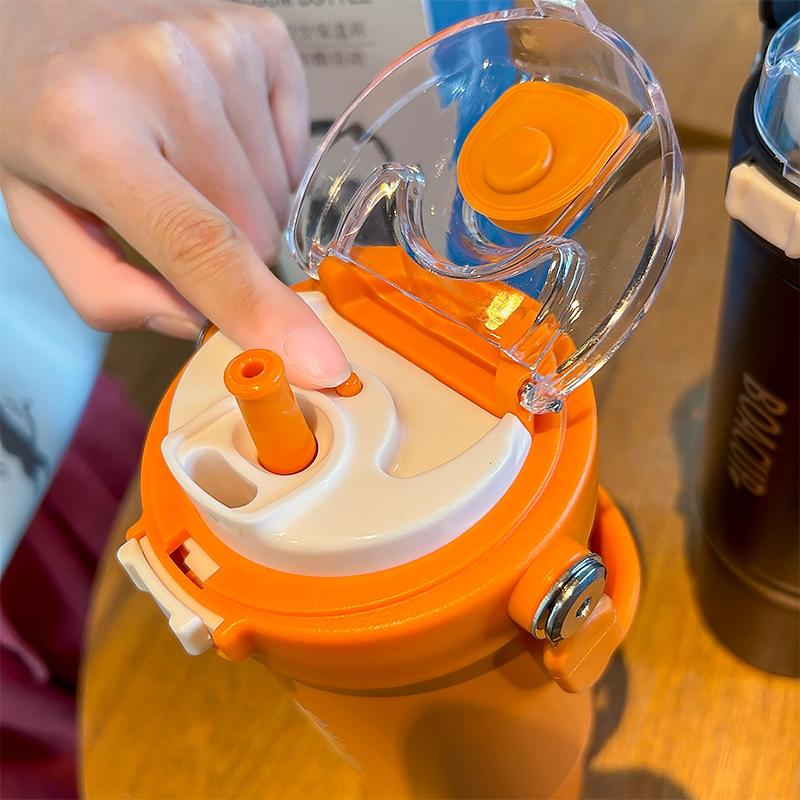 【BOACUP】彈跳吸管 雙飲杯 900ml  手提冰壩杯 雙層不鏽鋼 直飲冰霸杯 316不鏽鋼保溫杯 咖啡杯 保溫杯-細節圖5