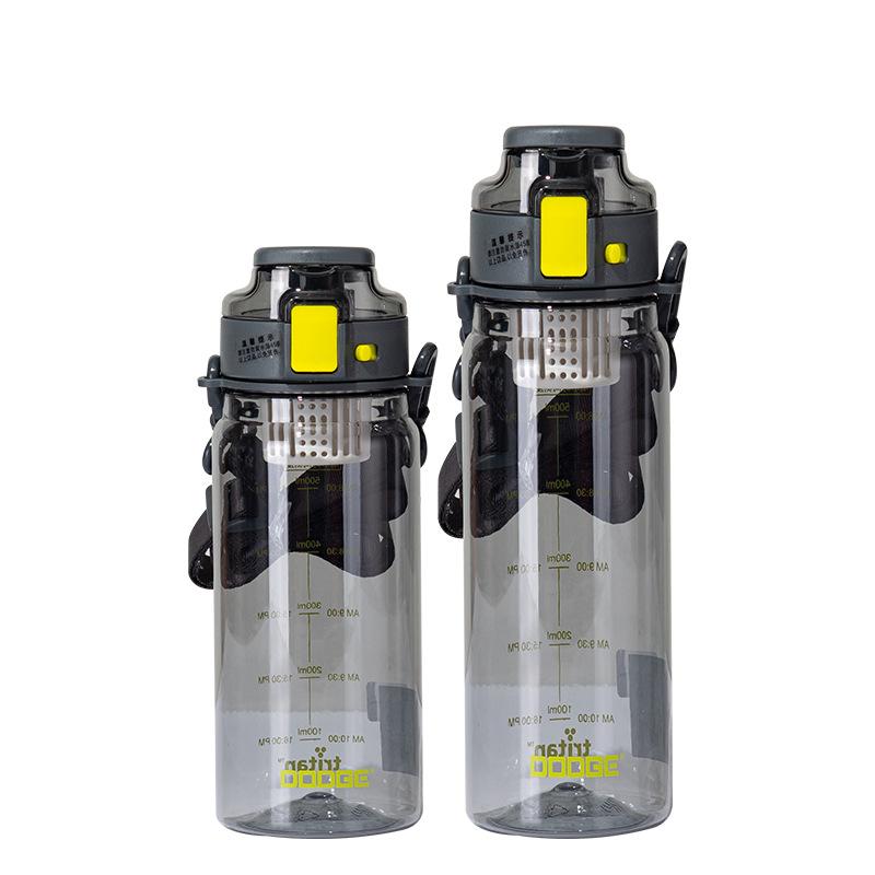 【呵呵茶】道奇律動水壺 贈背帶 運動水壺 環保杯 透明水壺 大容量水壺 TRITAN材質 簡約水壺 冷水壺 水瓶 附濾網-細節圖3