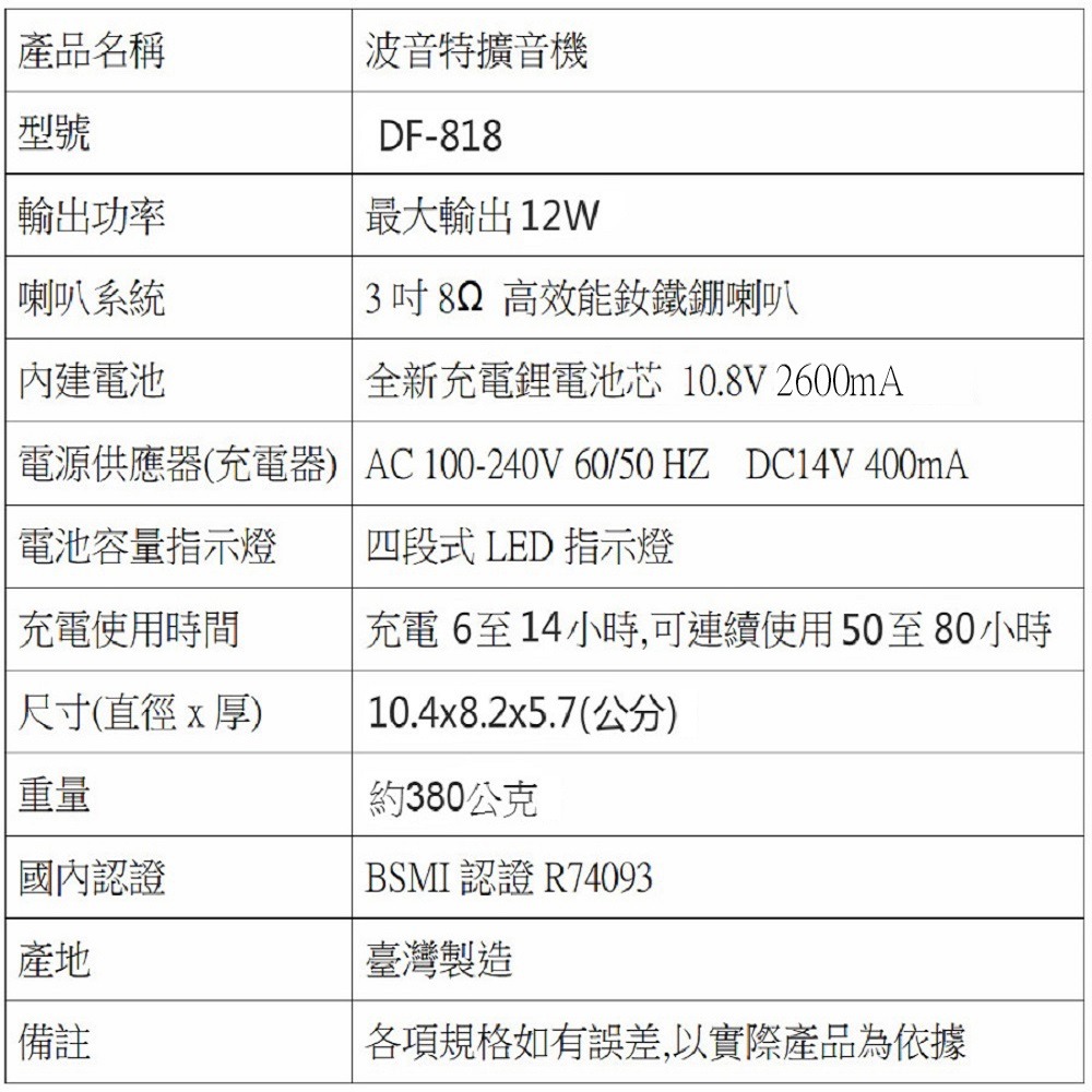 波音特 DF-818 教學麥克風 教學擴音機 小蜜蜂-細節圖4