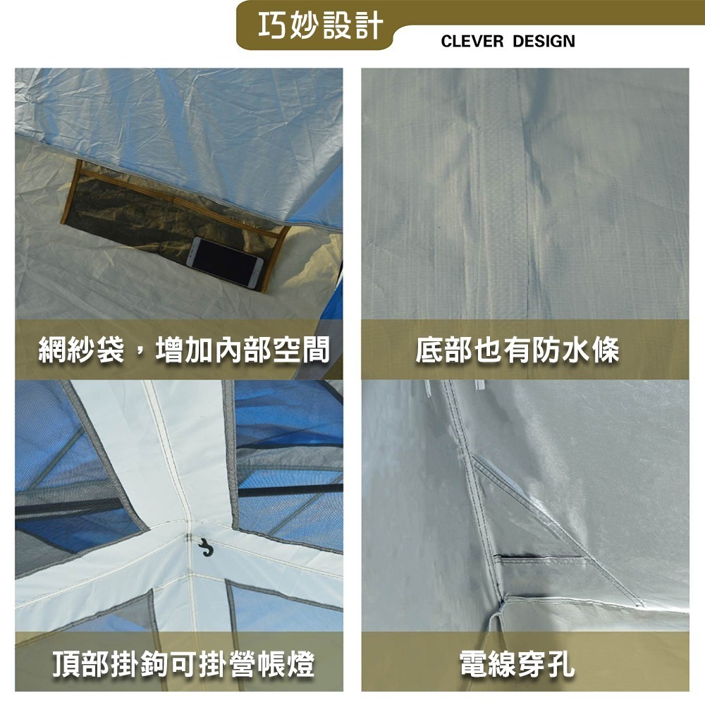 【BK.3C】戶外速可搭 客廳帳 炊事帳【專用內掛帳】 290x290cm 前後大雙門 左右兩大氣窗-細節圖4