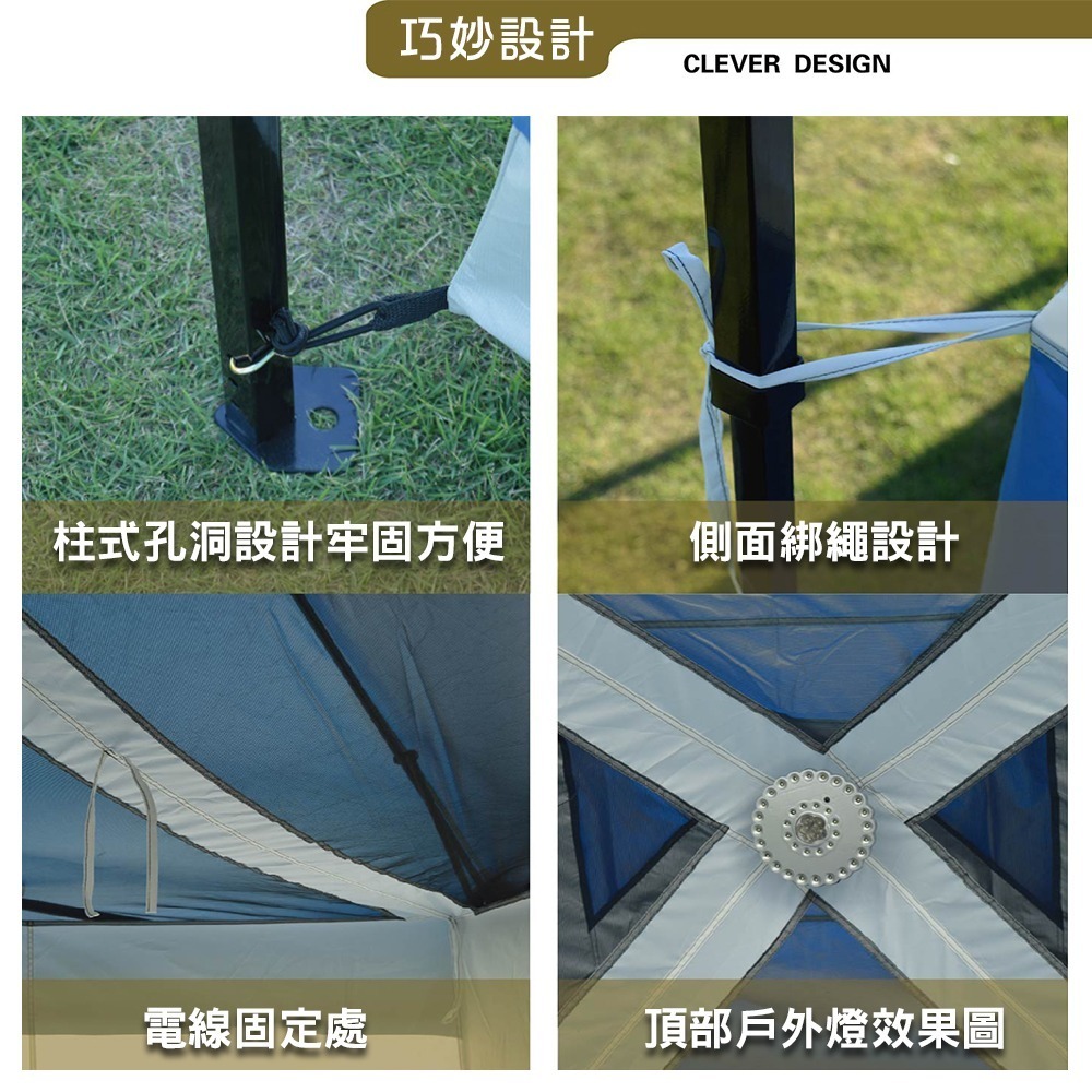 【BK.3C】戶外速可搭 客廳帳 炊事帳【專用內掛帳】 290x290cm 前後大雙門 左右兩大氣窗-細節圖5