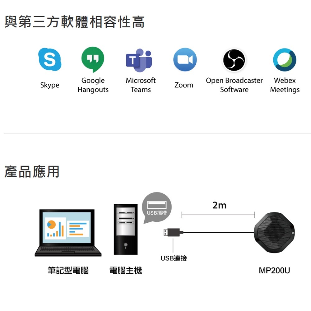 【UPMOST】 登昌恆 MP200U USB平面麥克風 桌上麥克風 視訊通話麥克風 外接麥克風-細節圖5