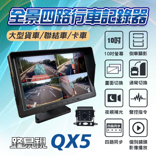 【路易視】QX5 1080P 10吋螢幕一體機 四路全景監控 行車視野輔助系統 行車紀錄器