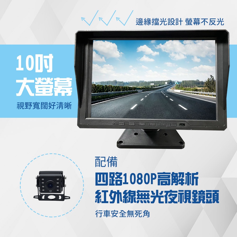 【路易視】QX5 1080P 10吋螢幕一體機 四路全景監控 行車視野輔助系統 行車紀錄器-細節圖2