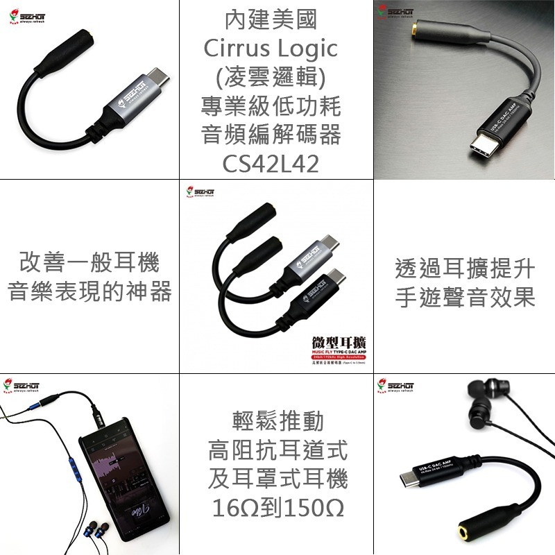 【Seehot】Music Fly Type─C DAC 微型耳擴(台灣製造)-細節圖3