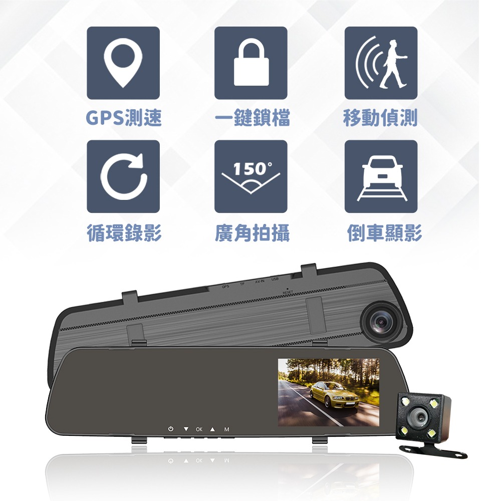 【路易視】GX6 GPS測速警報 雙鏡頭 後視鏡行車記錄器 1080P 贈記憶卡-細節圖2