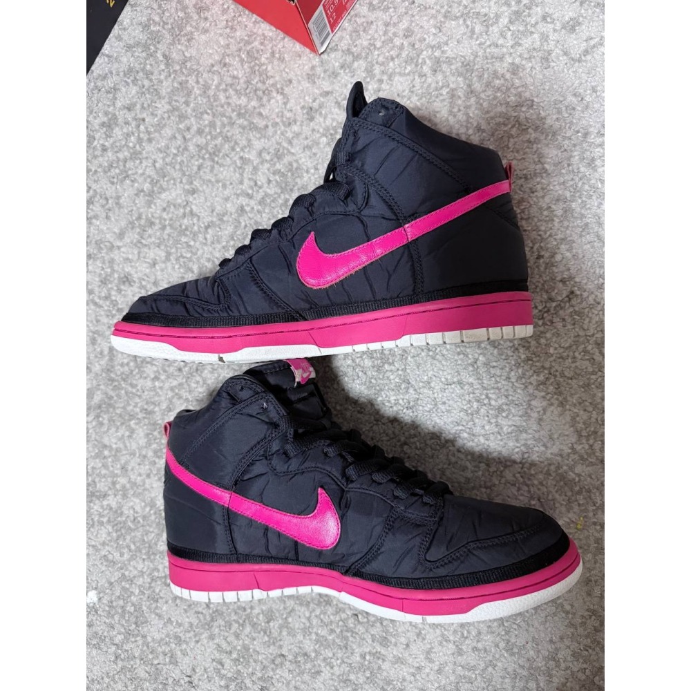 【US9.5】Nike Dunk High Nylon Premium Black Vivid Pink (2009)-細節圖3