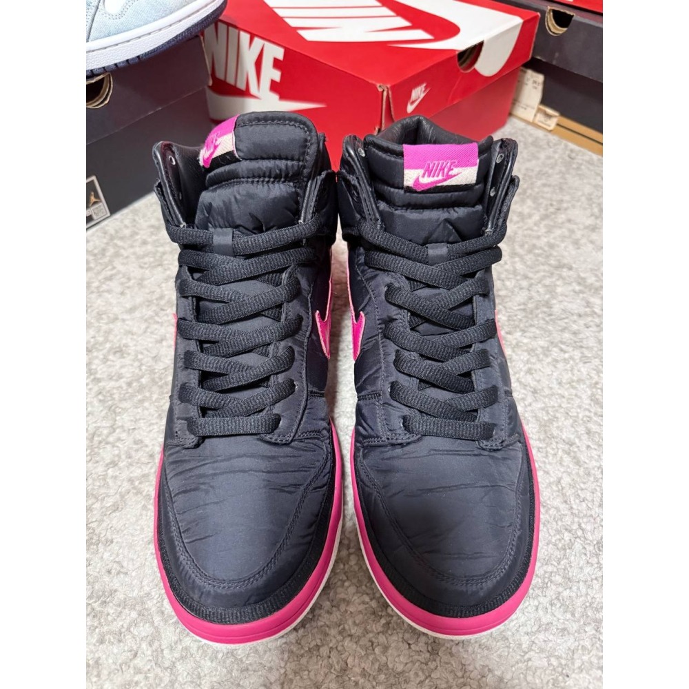 【US9.5】Nike Dunk High Nylon Premium Black Vivid Pink (2009)-細節圖4