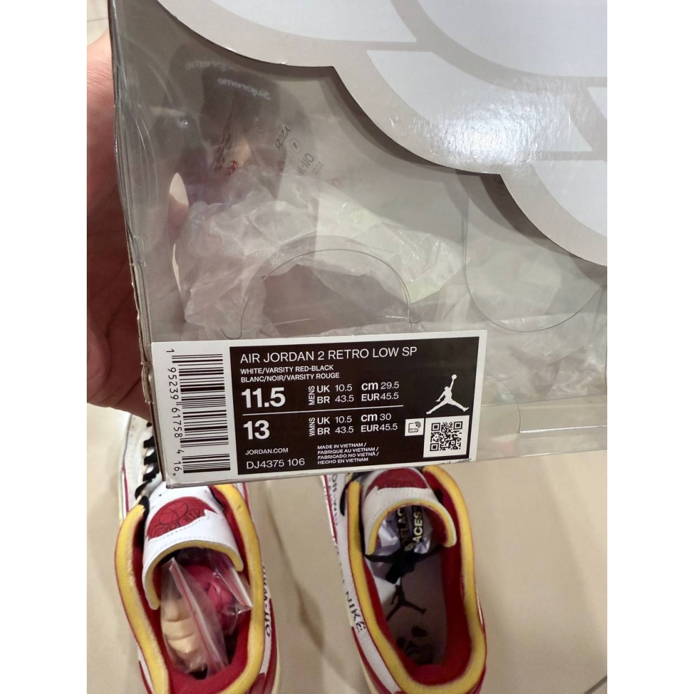 【US11.5】Jordan 2 Retro Low SP Off-White White Red (2021)-細節圖8