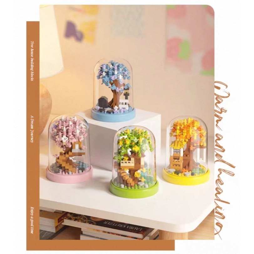 組裝積木 四季流轉治癒系樹屋積木 全新盒損-細節圖3