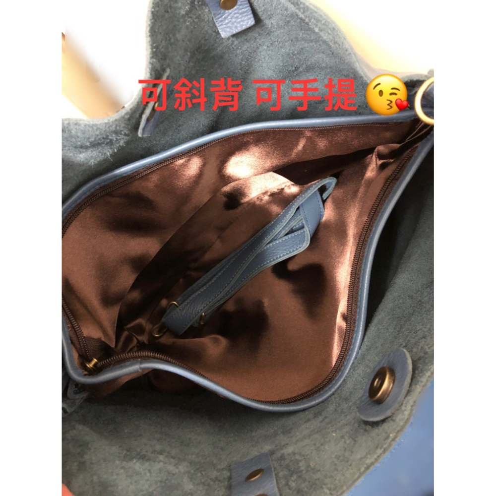 正韓Rooty 2 Way 包 OL必備包 原價1680 出清價990  可以手提可以斜背~是很漂亮的藍色 內層是麂皮超-細節圖3