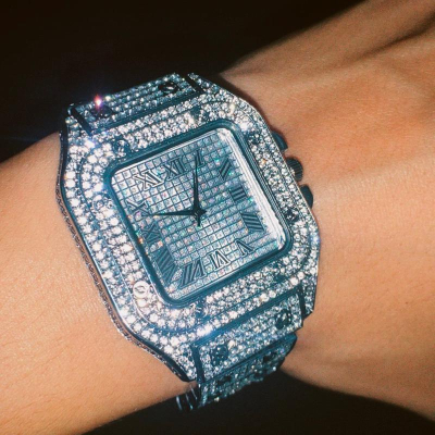 【 𝐂𝐑𝐄𝐀𝐌.𝐋𝐀𝐁 】附錶盒 實拍 滿鑽石英錶 馬思唯 卡地亞同款手錶 滿天星 iced out 嘻哈 rapper