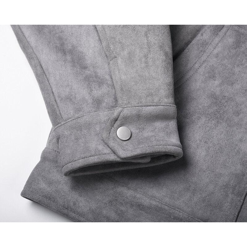 【 𝐂𝐑𝐄𝐀𝐌.𝐋𝐀𝐁 】多口袋外套 雙拉鍊 翻領  重磅麂皮 美式街頭 嘻哈-細節圖8