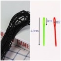 毛球毛線串針2隻紅色+黑鬆緊繩150公分