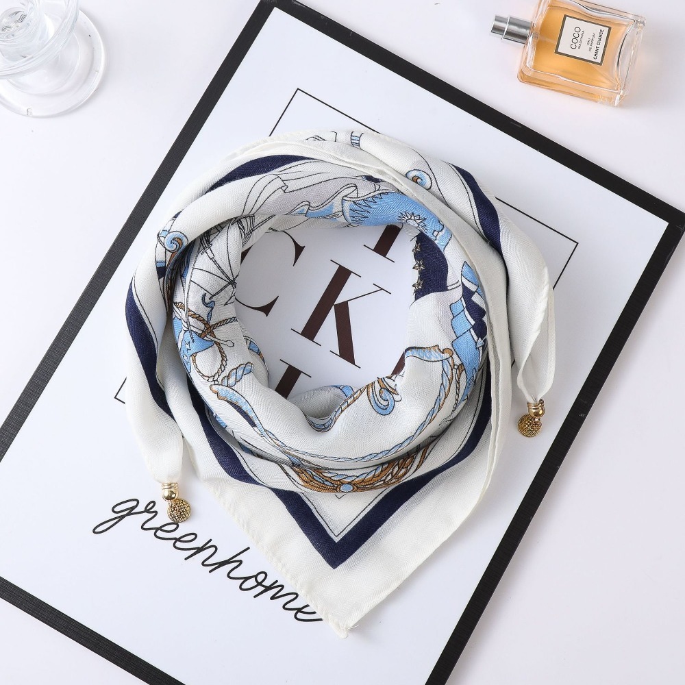 秋冬新款氣質百搭保暖圍巾洋氣領巾絲巾韓版小金球磁扣絲巾 台灣賣家快速出貨 水鑽 磁扣 絲巾 項鏈 裝飾 暗扣圍脖氣質-規格圖11