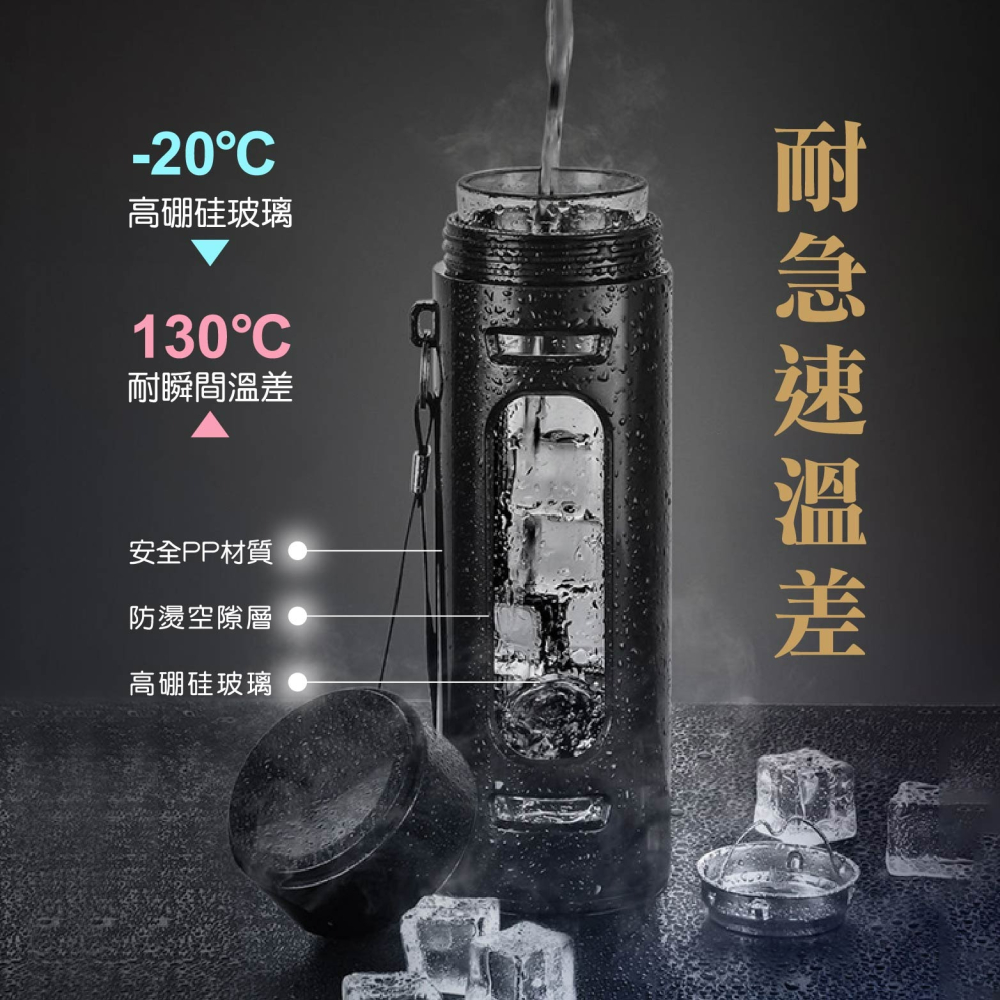 現貨 易攜帶泡茶玻璃杯水壺 茶水分離雙層玻璃杯 一杯兩用雙層隔熱玻璃杯 茶水分離杯 茶水過濾分離水杯 老婆叫我買-細節圖8