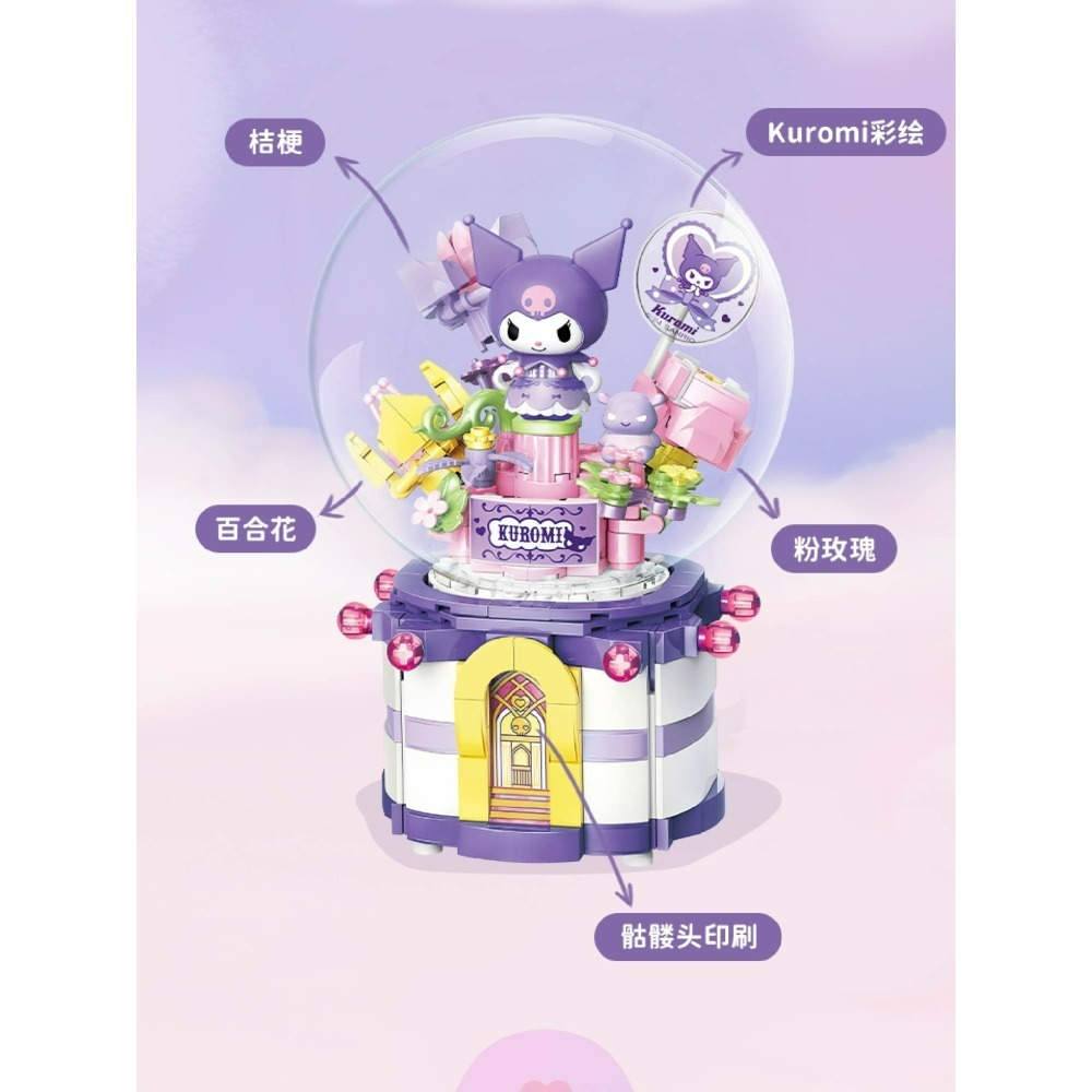 現貨 【三麗鷗庫洛米美樂蒂音樂盒】 三麗鷗授權 庫洛米積木 怕洽狗積木 美樂蒂積木 大耳狗積木 布丁狗積木 凱蒂貓積木-細節圖3