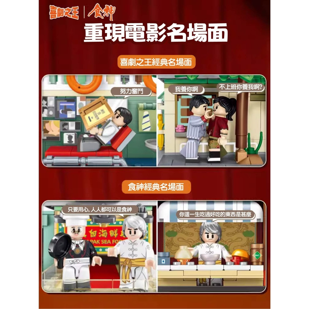 預購 周星馳聯名積木 史提芬周的片場 正版授權 周星馳經典電影系列 喜劇之王 食神 星爺 拼裝玩具禮物 香港街景積木-細節圖7
