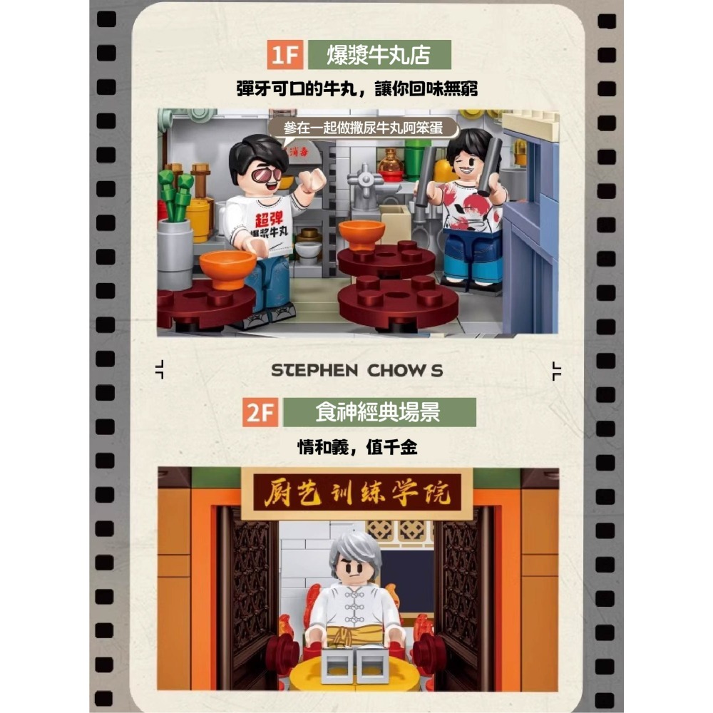 預購 周星馳聯名積木 史提芬周的片場 正版授權 周星馳經典電影系列 喜劇之王 食神 星爺 拼裝玩具禮物 香港街景積木-細節圖8