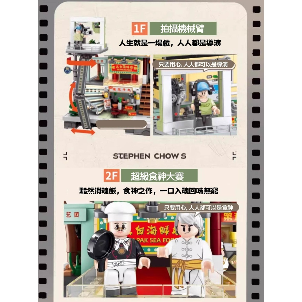 預購 周星馳聯名積木 史提芬周的片場 正版授權 周星馳經典電影系列 喜劇之王 食神 星爺 拼裝玩具禮物 香港街景積木-細節圖9