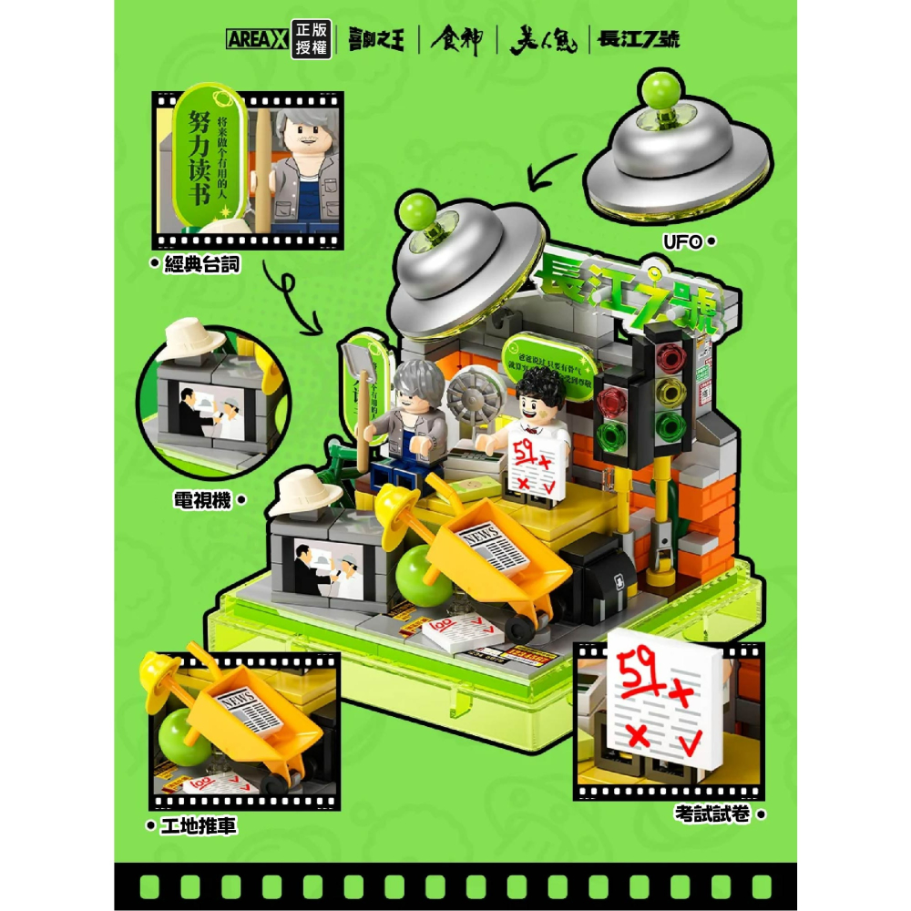 現貨 周星馳經典電影系列BOX積木 美人魚電影積木 食神電影積木 長江七號電影積木 戲劇之王電影積木 周星馳電影積木-細節圖10