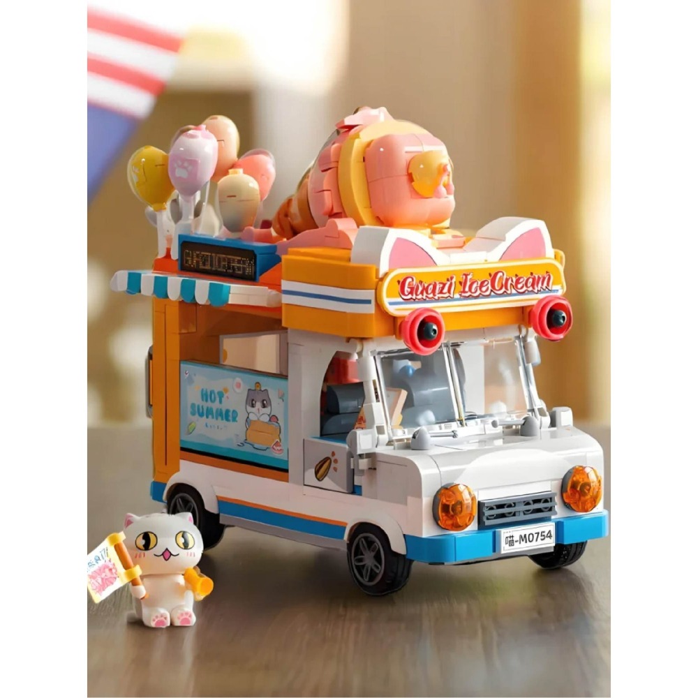 現貨 快速出貨一群喵車車系列積木 如果歷史是一群喵車車系列積木 水餃的裝甲車 瓜子的甜筒車 湯圓的轎車 麻花的快遞車-細節圖7